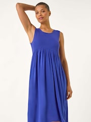 Roman Blue Ribbed Stretch Midi Dress - Image 1 of 5