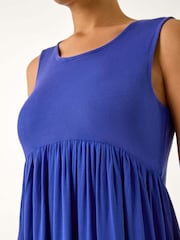 Roman Blue Ribbed Stretch Midi Dress - Image 5 of 5
