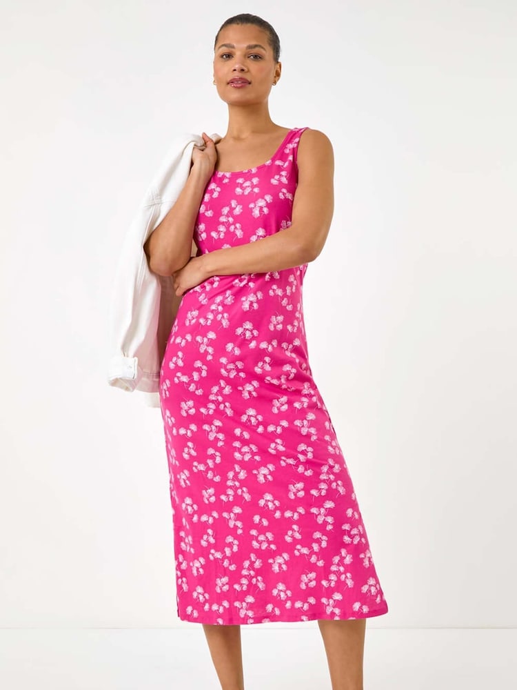 Roman Pink Dandelion Print Maxi Dress - Image 1 of 5
