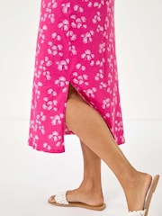 Roman Pink Dandelion Print Maxi Dress - Image 5 of 5