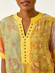 Roman Yellow Patchwork Print Blouse - Image 5 of 5