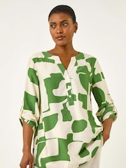 Roman Green Geometric Buttoned Shirt - Image 1 of 5