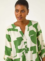 Roman Green Geometric Buttoned Shirt - Image 2 of 5