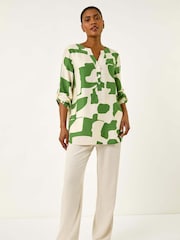 Roman Green Geometric Buttoned Shirt - Image 3 of 5