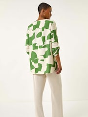 Roman Green Geometric Buttoned Shirt - Image 4 of 5