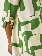 Roman Green Geometric Buttoned Shirt - Image 5 of 5