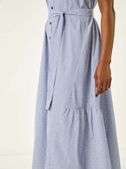 Roman Blue Stripe Tie Waist Midi Dress - Image 5 of 5