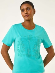 Roman Beaded Patterned Trim T-Shirt - Imagem 1 de 5