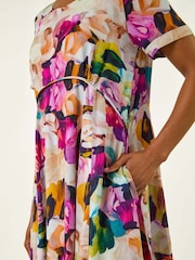 Roman Purple Floral Print Smock Dress - Image 5 of 5