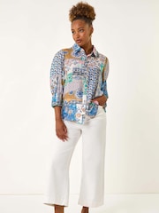 Roman Blue Patchwork Printed Shirt - Image 3 of 5