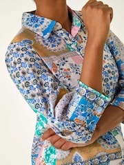 Roman Blue Patchwork Printed Shirt - Image 5 of 5