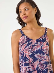 Roman Blue Metallic Leaf Layered Camisole Top - Image 4 of 5