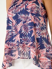 Roman Blue Metallic Leaf Layered Camisole Top - Image 5 of 5