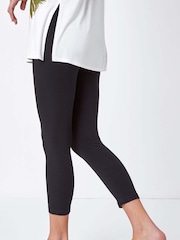 Roman Black Elastic Waist Stretch Cropped Leggings - Image 3 of 5