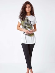 Roman Black Elastic Waist Stretch Cropped Leggings - Image 4 of 5