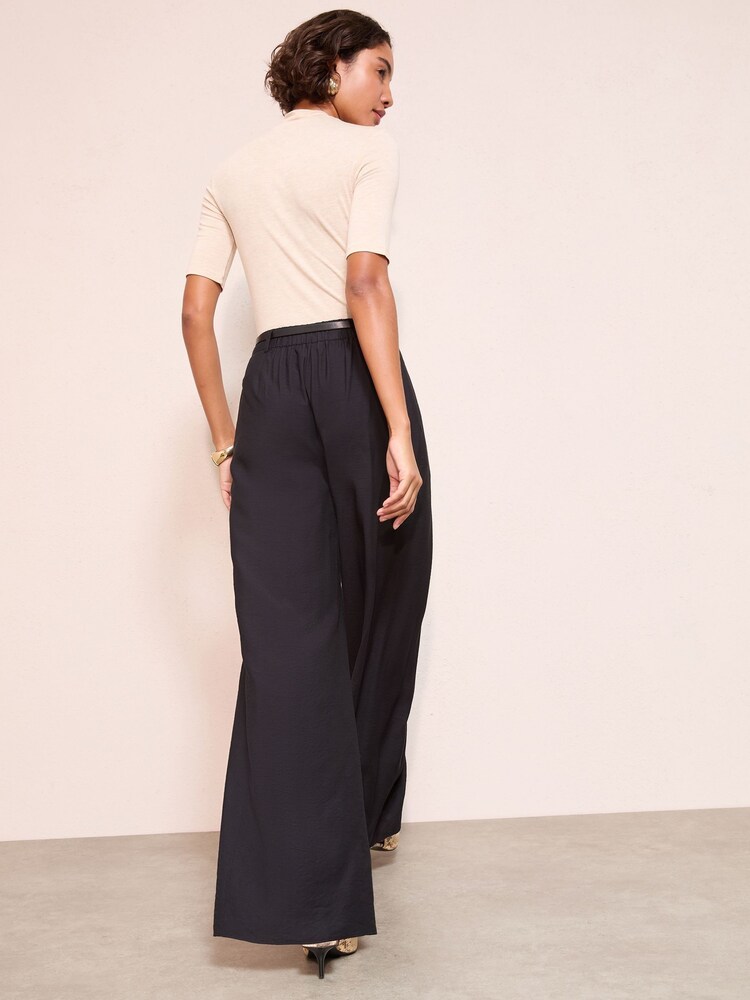 Friends Like These Black Belted Palazzo Trousers - Image 5 of 5