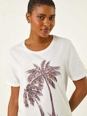 Roman Palm Print Cotton T-Shirt - Imagem 4 de 5