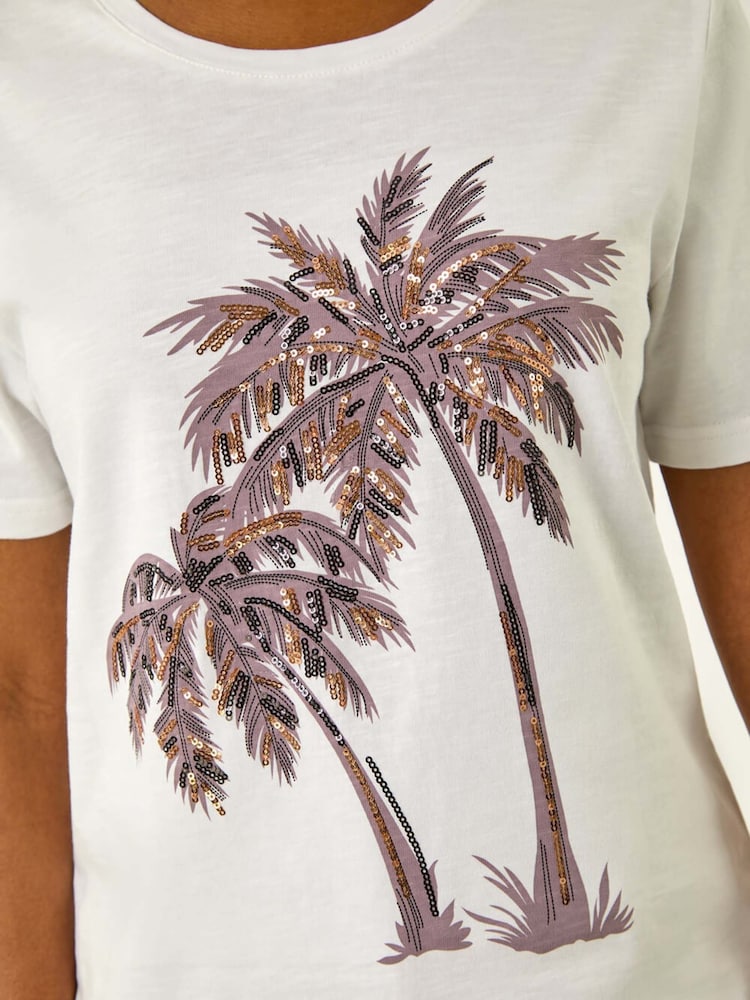 Roman Palm Print Cotton T-Shirt - Imagem 5 de 5