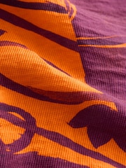 Orange/Burgundy Exotic Border Print Elasticated Waist Resort Shorts - Image 6 of 7