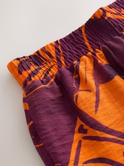 Orange/Burgundy Exotic Border Print Elasticated Waist Resort Shorts - Image 7 of 7