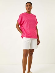 Roman Pink Textured Stretch Boxy T-Shirt - Image 2 of 5