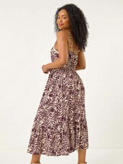 Roman Brown Petite Abstract Crochet Trim Dress - Image 3 of 5