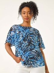 Roman Blue Petite Abstract Angel Sleeve T-Shirt - Image 2 of 5