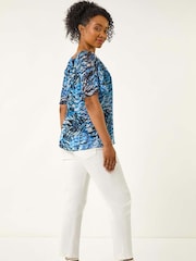Roman Blue Petite Abstract Angel Sleeve T-Shirt - Image 3 of 5