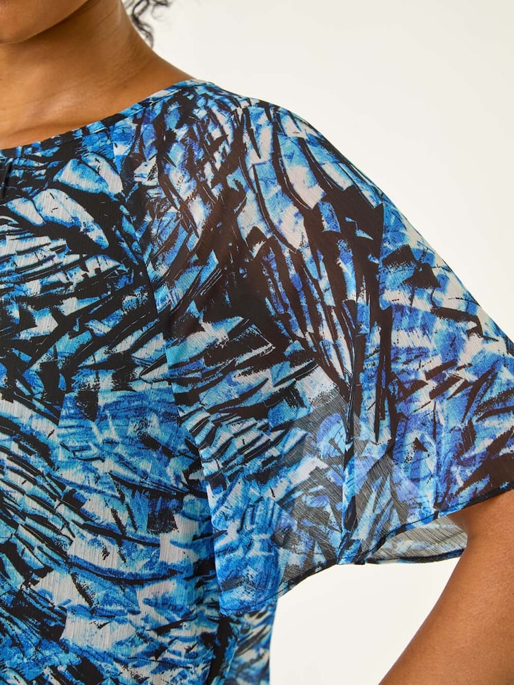 Roman Blue Petite Abstract Angel Sleeve T-Shirt - Image 5 of 5