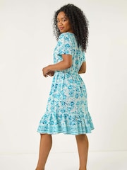 Azul - Vestido con diseño a capas y estampado floral de Roman Petite - Imagen 3 de 5