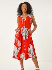 Roman Orange Petite Button Through Pocket Dress - Image 2 of 5