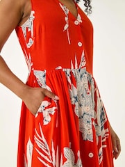 Roman Orange Petite Button Through Pocket Dress - Image 5 of 5