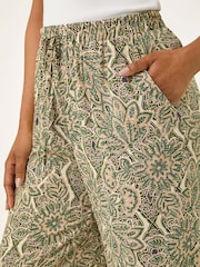 Roman Natural Petite Paisley Print Wide Leg Trousers - Image 5 of 5