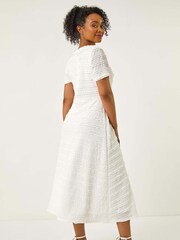Roman White Petite Ruffle Midi Wrap Dress - Image 3 of 5