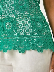 Roman Green Petite Crochet Vest Jumper - Image 5 of 5