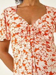 Vestido a media pierna con frunces y estampado floral de Roman Petite - Imagen 5 de 5
