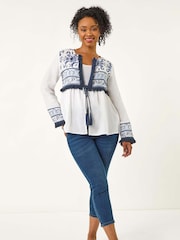 Roman White Petite Tassel Detail Jacket - Image 2 of 5