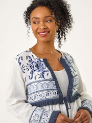 Roman White Petite Tassel Detail Jacket - Image 4 of 5
