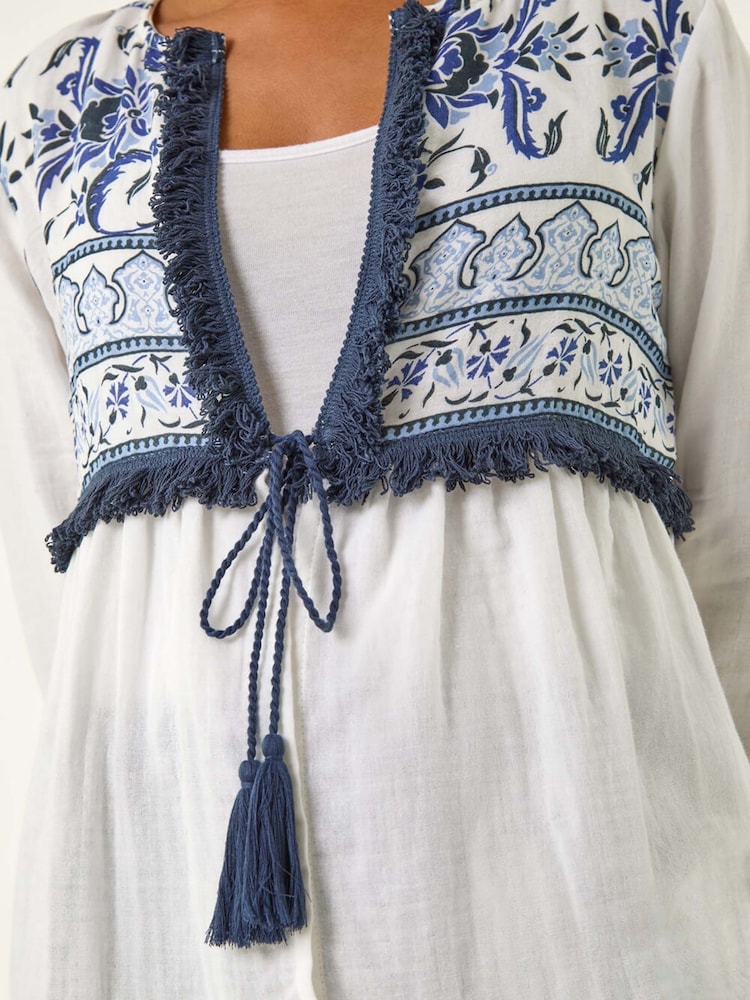 Roman White Petite Tassel Detail Jacket - Image 5 of 5