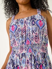 Roman Purple Petite Floral Print Abstract Midi Dress - Image 5 of 5