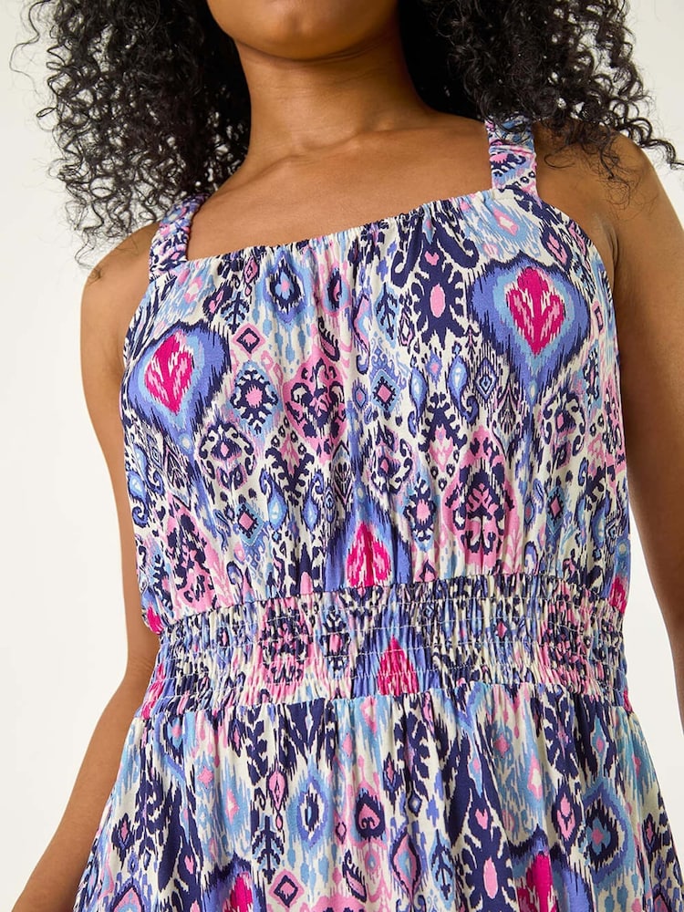 Roman Purple Petite Floral Print Abstract Midi Dress - Image 5 of 5