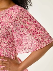 Roman Pink Petite Paisley Tea Midi Dress - Image 5 of 5