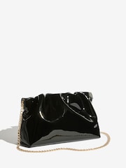 أسود لامع - حقيبة يد صغيرة بتصميم مجعد من Friends Like These - Image 4 of 7