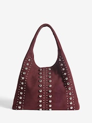Friends Like These Burgundy Red Studded Slouchy Tote Bag - Image 2 of 6