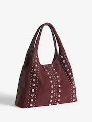 Friends Like These Burgundy Red Studded Slouchy Tote Bag - Image 3 of 6