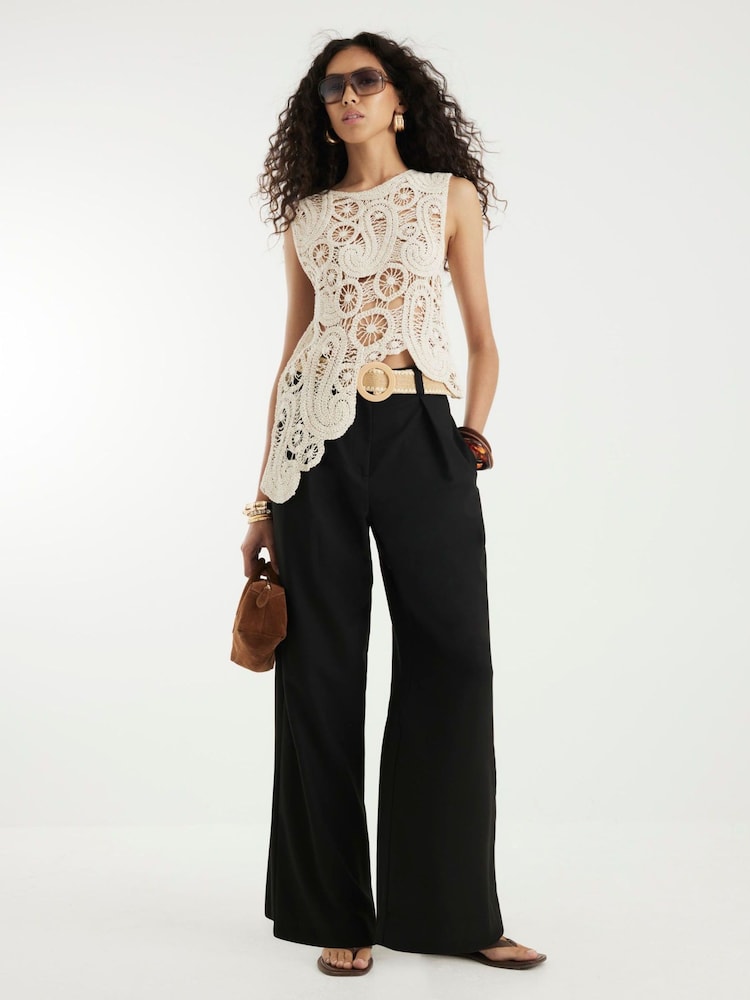 River Island Black Belted Wide Leg Trousers - Image 2 of 4