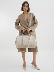 River Island Brown Monogram Barrel Weekend Holdall Bag - Image 1 of 6