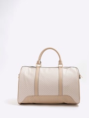 River Island Brown Monogram Barrel Weekend Holdall Bag - Image 3 of 6