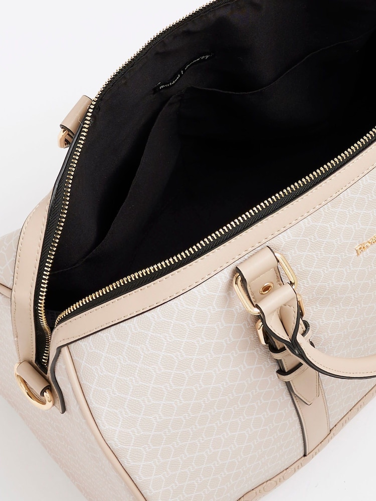 River Island Brown Monogram Barrel Weekend Holdall Bag - Image 6 of 6