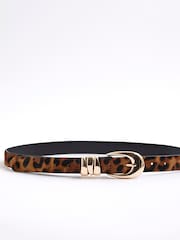River Island Leopard Print Triple Keeper Belt - Imagem 1 de 3